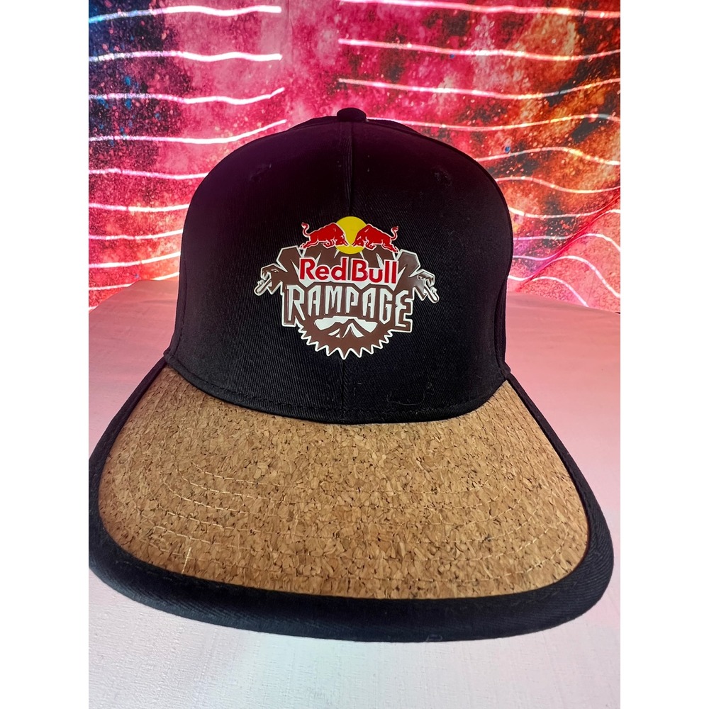 Red Bull Rampage Snapback Hat Black with Cork Brim Mountain Biking MTB Cap